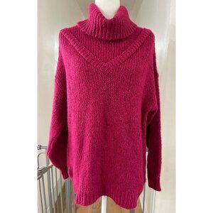 NWOT Nine West Womens Large Turtleneck Sweater Fuchsia 75% Acrylic 25% Polyester
